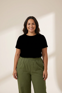 Women's Elastic Waist Linen Pants with Pockets