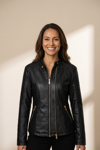 Women's Elevate Your Look: Stylish Zip-Up Leather Jacket
