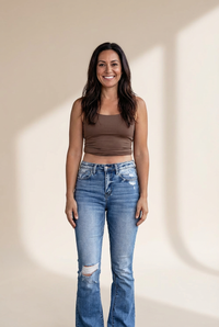 Women's High-Waisted Distressed Bootcut Flare Jeans