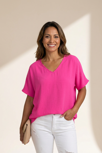 women's pink summer top made for easy styling and wardrobe coordination, with premium-like structure and finish. with practical styling and dependable