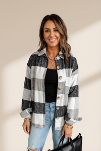 Women's Plus Size Plaid Shacket Jacket in Plus Size Outerwear