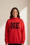 Women's Stylish Reversible Mock Neck Sweatshirt in Racing Red with Nebraska Print - Cozy & Trendy Fit for Everyday Wear