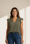 Women's Solid V Neck Short Sleeve T-Shirt in Tops & Tees with versatile layering silhouettes