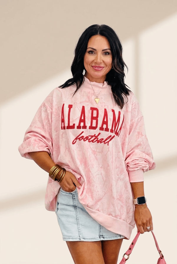 Women's Alabama Football Pink Tie Dye Mock Neck Sweatshirt