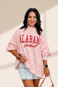 Women's Alabama Football Pink Tie Dye Mock Neck Sweatshirt