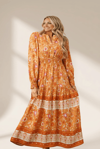 Women's Amber Floral Viscose Maxi Dress with Smocked Waist