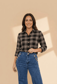 Women's Ashleigh High-Waist Flare Jeans with Nautical Gold Buttons