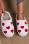 Women's Cozy White Heart Print Plush Slippers – Cute and Comfy Valentine's Day Gift for Relaxing at Home