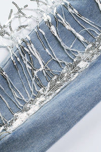 sky-blue-sequin-embellished-fringe-distressed-denim-jacket