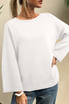 Cozy Women's White Knit Dolman Sweater with Loose Bracelet Sleeves - Perfect for Casual Outings and Everyday Style