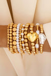 Chic Women's Gold-Plated Pearl Beaded Bracelet Set - 10 Elegant Pieces for Versatile Fashion Styles and Outfits