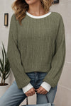 Stylish Women's Soft Cotton Ribbed Long Sleeve Top - Comfortable Everyday Wear in a Flattering Fit