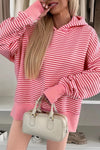 Cozy Women's Stripe Print Hoodie in Soft Cotton Blend, Relaxed Fit for Effortless Style and All-Day Comfort