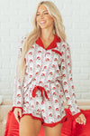 Cozy Red Santa Pajama Set for Women - Festive Holiday Sleepwear with Fun Print and Relaxed Fit for Ultimate Comfort