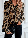 Leopard Print Bishop Sleeve Elegant Shirt