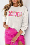 Women's Casual White Glitter Print Sweater with Round Neck - Stylish and Comfortable for Everyday Fashion