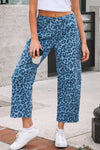 Trendy Women's High-Waisted Leopard Print Jeans - Comfortable Fit for Chic Casual Looks
