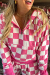 Cozy Women's Red Checkered Half Zip Hoodie - Stylish Casual Top for Everyday Comfort and Effortless Style