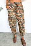 Trendy Women's Green Camouflage Balloon Pants with Drawstring Waist for Casual Comfort and Stylish Everyday Wear