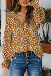 Lightweight Women's Floral Long Sleeve Blouse - Relaxed Fit, Ideal for Spring and Summer Casual Outings