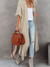 Solid Pocket Slit Long Sweater Cardigan