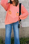 Women's Cozy Pumpkin Embroidered Sweater - Cute Autumn Style, Comfortable Fit for Fall Fashion Outfits