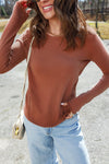Women's Versatile Solid Color Long Sleeve Top - Comfortable Fit for Everyday Casual Chic Style