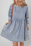Casual Chic Women's Blue Denim T-Shirt Dress with Relaxed Fit and Short Sleeves – Effortless Everyday Style