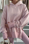 Cozy Women's Stripe Hoodie - Casual Pullover with Adjustable Drawstring for Everyday Style and Comfort