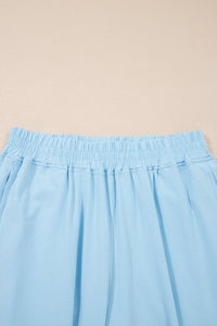 Beau Blue Solid Color Cropped Tank Top and Jogger Pants Set