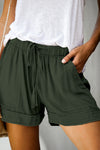 Women's Comfortable Green Tencel Shorts with Pockets - Stylish Casual Fit for Everyday Summer Outings