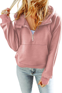 Bishop Halter Jewel Solid Color Long Sleeve Hoodie With Pocket