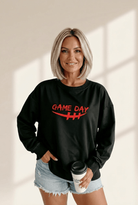Women's Black Cotton-Blend Embroidered Game Day Graphic Sweatshirt