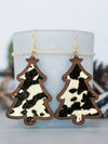 Festive Leopard Print Christmas Tree Drop Earrings