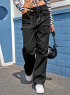 Fashion Low Waist Straight Multi Pocket Pants