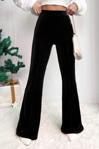 Chic Black Corduroy Flare Pants with High Waist