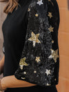 Sequin Star Sleeve Knit Top