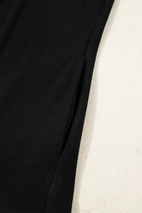 Black Stripe Detail Polo Collar Half Buttons Tied Short Sleeve Shift Mini Dress