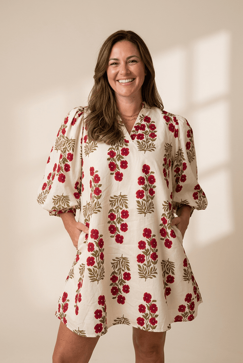 womens-floral-print-v-neck-mini-dress-in-white-3-4-sleeve-loose-fit-perfect-for-spring-summer-fashion