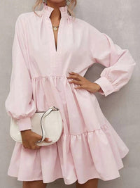 Blush Pink Ruffle Collar A-Line Mini Dress