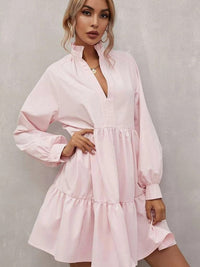 Blush Pink Ruffle Collar A-Line Mini Dress