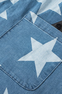 star-print-buttoned-strap-pleat-wide-leg-denim-overall