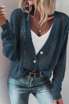 Stylish Women's Real Teal Open Knit Drop Shoulder Cardigan Sweater - Cozy Layering Essential for Effortless Chic Looks