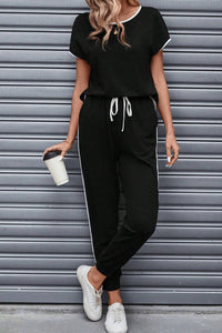 Stylish Women's Matching Set with Button-Up Bomber Jacket and Drawstring Pants