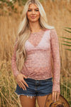 Elegant Women's Floral Mesh Long Sleeve Blouse - Lightweight, Breathable Top for Spring & Summer Style