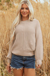 Elegant Pastel Puff Sleeve Sweater for Women - Cozy Soft Knit Top for Trendy Casual Outfits