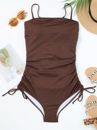 coffee-ribbed-drawstring-sides-cutout-one-piece-swimsuit