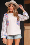 Vibrant Chic Women's Patchwork Blouse - Trendy Casual Top with Flattering Fit for Effortless Everyday Style