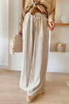 Simple Wide Leg Pants with Side Button Detail, Casual Women's Clothing