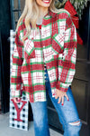 Cozy Women's Red Plaid Flannel Shacket for Holiday Gatherings, Casual Style, Perfect Fit for Christmas Celebrations